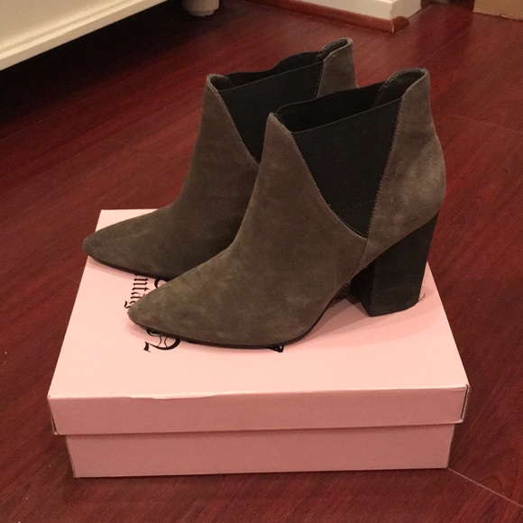 Crown Vintage Suede Ankle Booties 9.5M Gray/Black - Picture 4 of 8